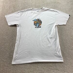 Vans Graphic Shirt Mens Medium White Psychedelic Mushroom Caterpillar Classic